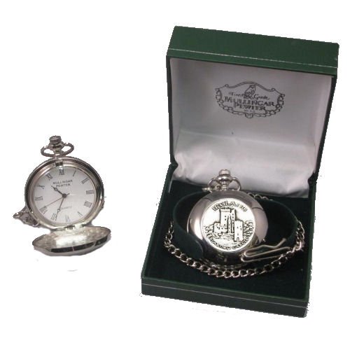 Image 2 of Blarney Castle Ireland Themed Round Shaped Chain Stylish Pewter Pocket Watch