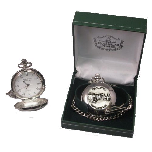 Image 2 of College Green Dublin Themed Round Shaped Chain Stylish Pewter Pocket Watch