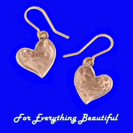 Image 0 of Heartbeat Hammered Textured Sheppard Hook Bronze Earrings