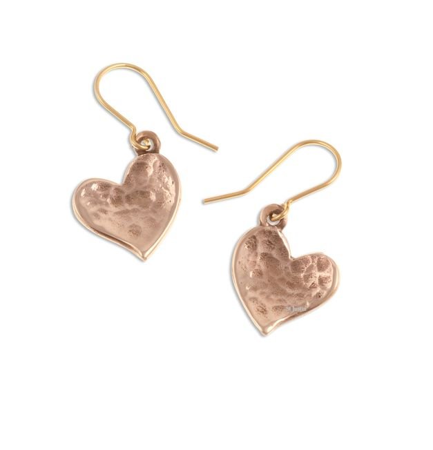 Image 1 of Heartbeat Hammered Textured Sheppard Hook Bronze Earrings