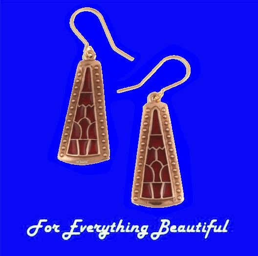 Image 0 of Staffordshire Hoard Pyramid Enamel Sheppard Hook Bronze Earrings