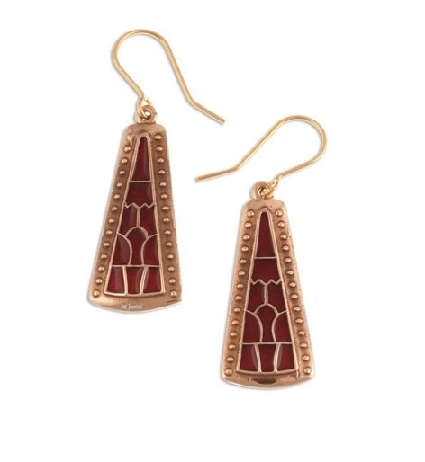 Image 1 of Staffordshire Hoard Pyramid Enamel Sheppard Hook Bronze Earrings