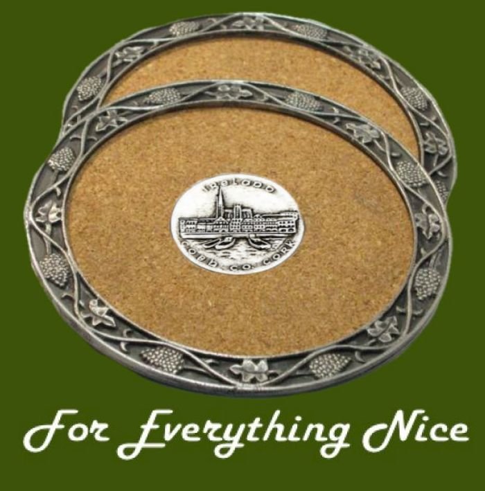 Image 0 of Cobh County Cork Ireland Themed Cork Wine Stylish Pewter Edge Coasters Set of 4