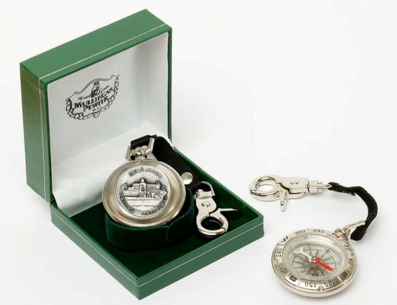 Image 1 of Galway Cathedral Ireland Themed Pewter Boxed Compass With Belt Lanyard