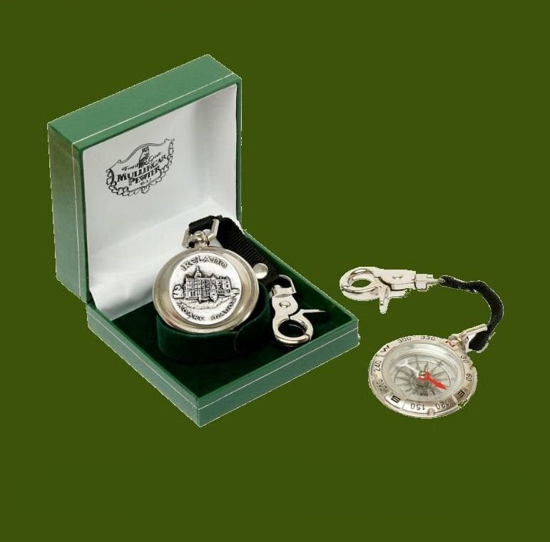 Image 0 of Adare Manor Ireland Themed Pewter Boxed Compass With Belt Lanyard