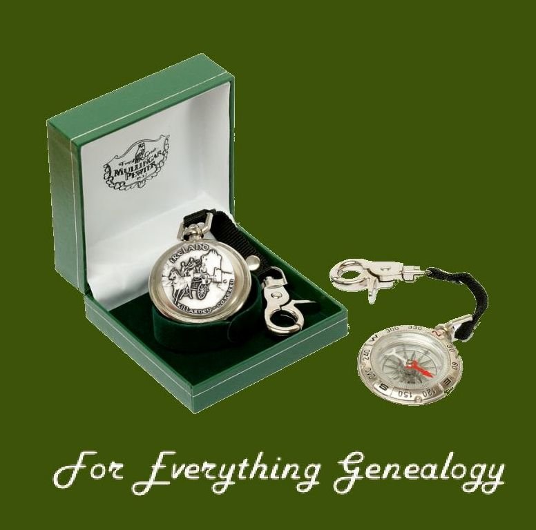 Image 0 of Killarney County Kerry Ireland Themed Pewter Boxed Compass With Belt Lanyard