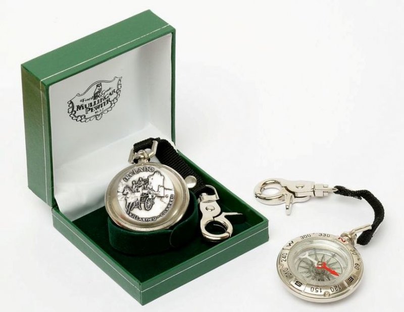 Image 1 of Killarney County Kerry Ireland Themed Pewter Boxed Compass With Belt Lanyard