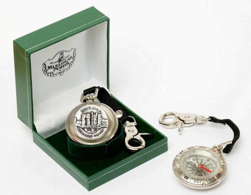 Image 1 of Bunratty Castle Ireland Themed Pewter Boxed Compass With Belt Lanyard