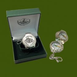 Adare Manor Ireland Themed Pewter Boxed Compass With Belt Clip