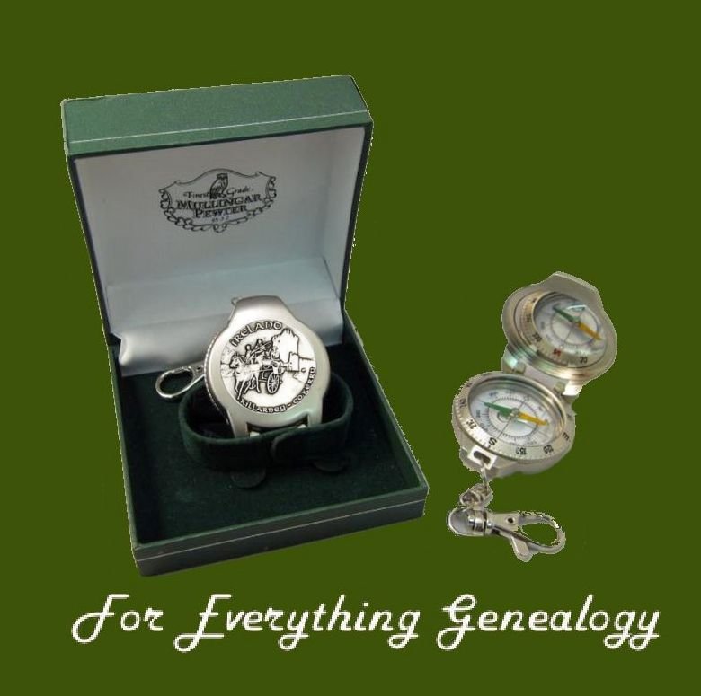 Image 0 of Killarney County Kerry Ireland Themed Pewter Boxed Compass With Belt Clip