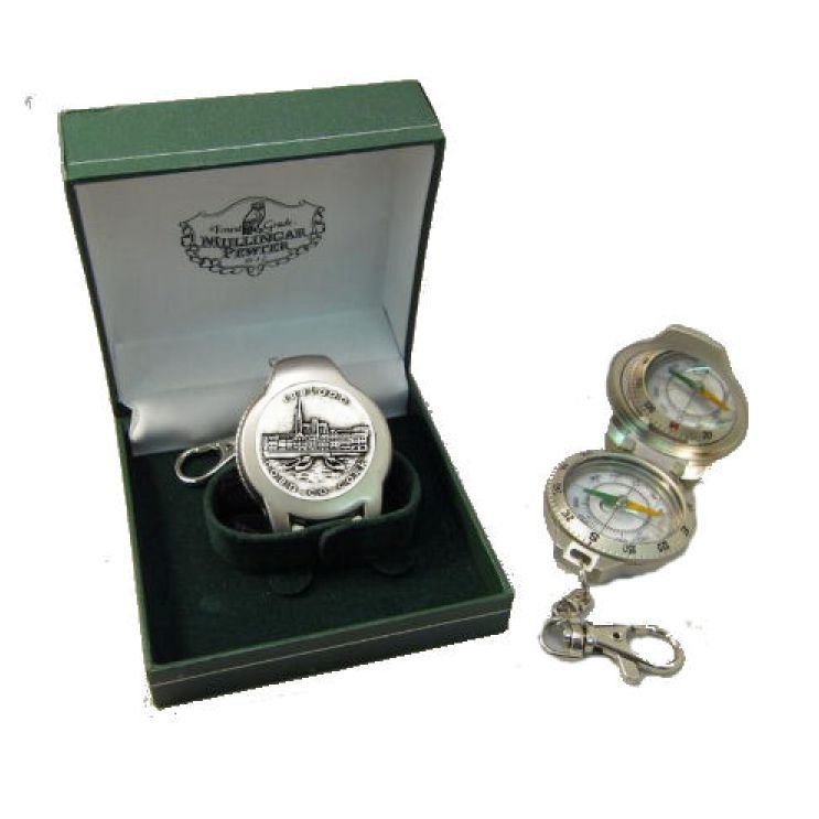 Image 1 of Cobh County Cork Ireland Themed Pewter Boxed Compass With Belt Clip