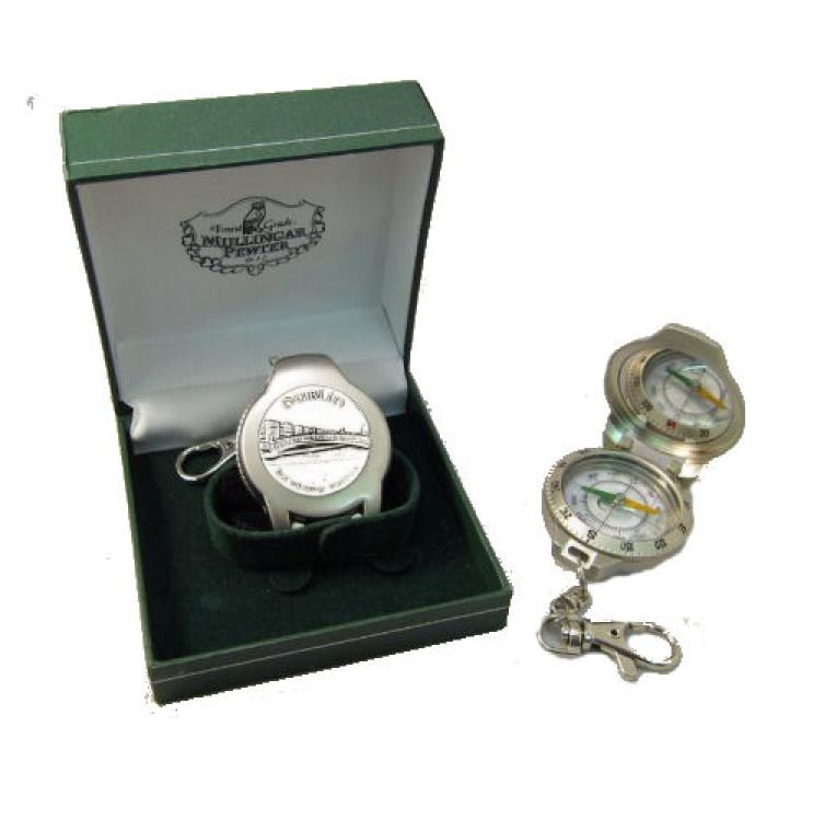 Image 1 of Ha Penny Bridge Dublin Ireland Themed Pewter Boxed Compass With Belt Clip