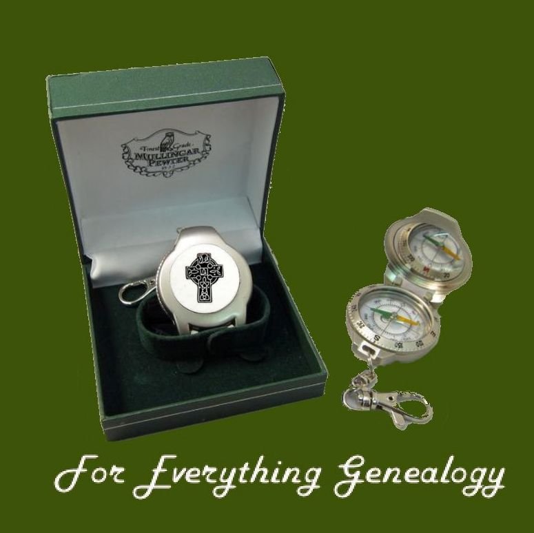 Image 0 of Celtic Cross Ireland Themed Pewter Boxed Compass With Belt Clip
