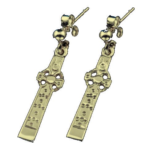 Image 1 of St Martins Celtic Cross Iona Scotland 9K Yellow Gold Earrings