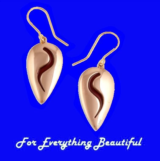 Image 0 of Shield Shaped Red Enamel Detail Sheppard Hook Bronze Earrings