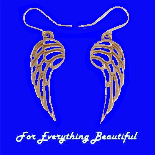 Image 0 of Heavenly Angel Wings Drop Sheppard Hook Bronze Earrings