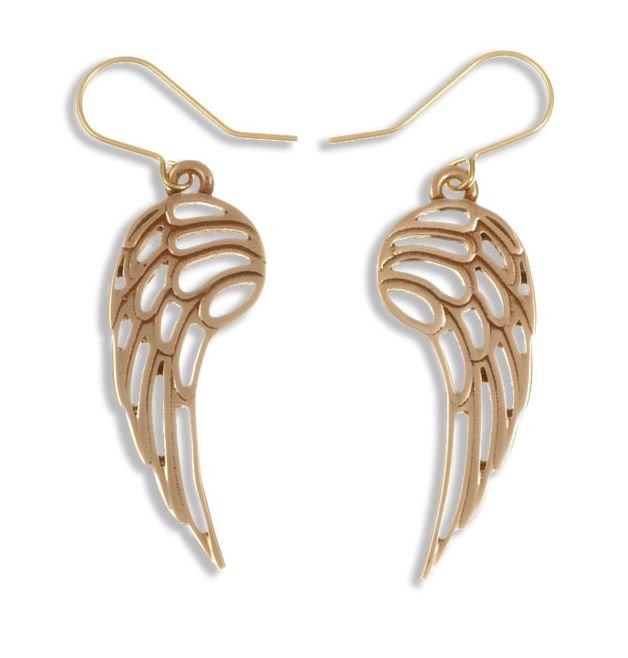 Image 1 of Heavenly Angel Wings Drop Sheppard Hook Bronze Earrings