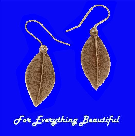 Image 0 of Pointed Leaf Plant Themed Drop Sheppard Hook Bronze Earrings