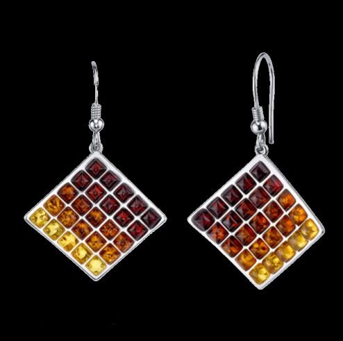 Image 0 of Baltic Amber Waffle Weave Sheppard Hook Sterling Silver Earrings