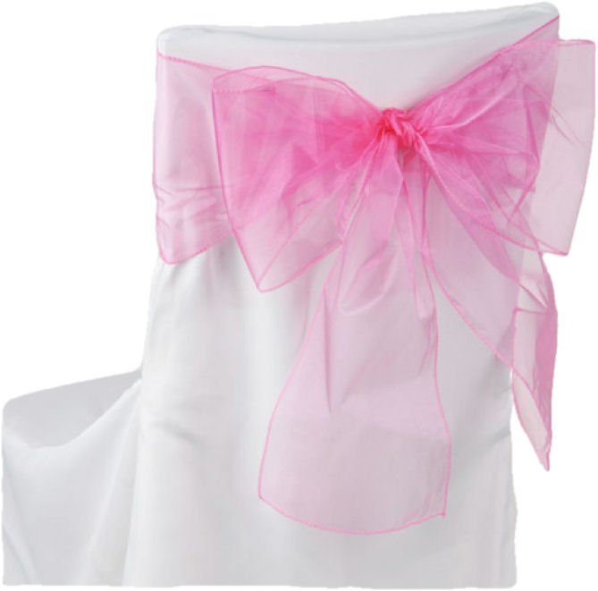 Image 1 of Hot Pink Organza Wedding Chair Sash Ribbon Bow Decorations x 50
