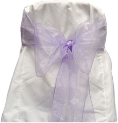 Image 1 of Lilac Orchid Organza Wedding Chair Sash Ribbon Bow Decorations x 50
