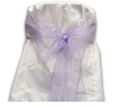 Image 2 of Lilac Orchid Organza Wedding Chair Sash Ribbon Bow Decorations x 50