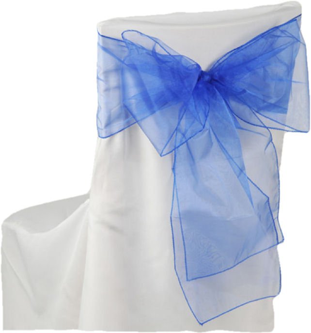 Image 1 of Royal Blue Organza Wedding Chair Sash Ribbon Bow Decorations x 50