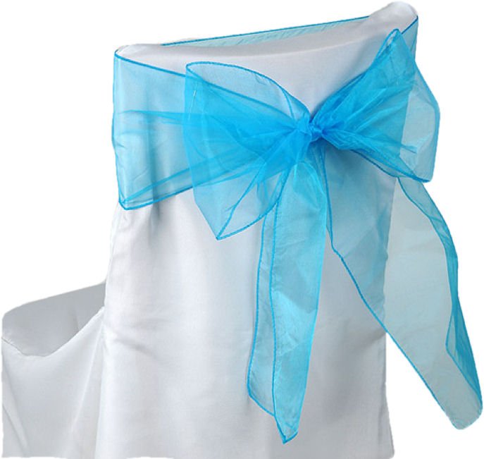 Image 1 of Turquoise Organza Wedding Chair Sash Ribbon Bow Decorations x 100