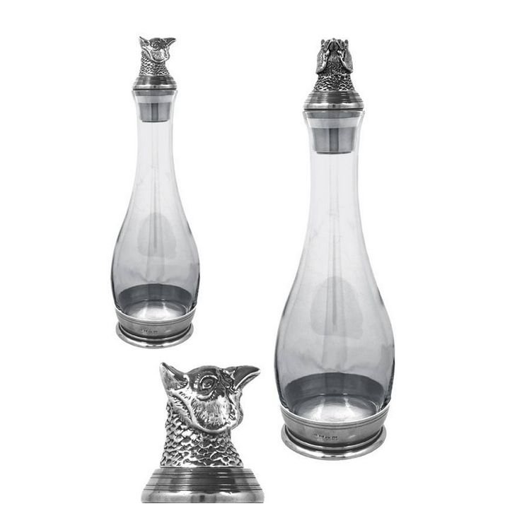 Image 1 of Pheasant Themed Stylish Pewter Detail Boxed Crystal Decanter