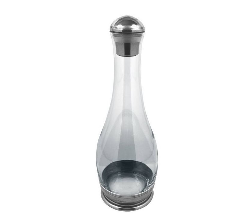 Image 1 of Vogue Stylish Pewter Dome Stopper Detail Boxed Crystal Decanter