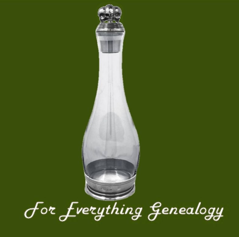 Image 0 of Poison Themed Stylish Pewter Skulls Stopper Boxed Crystal Decanter