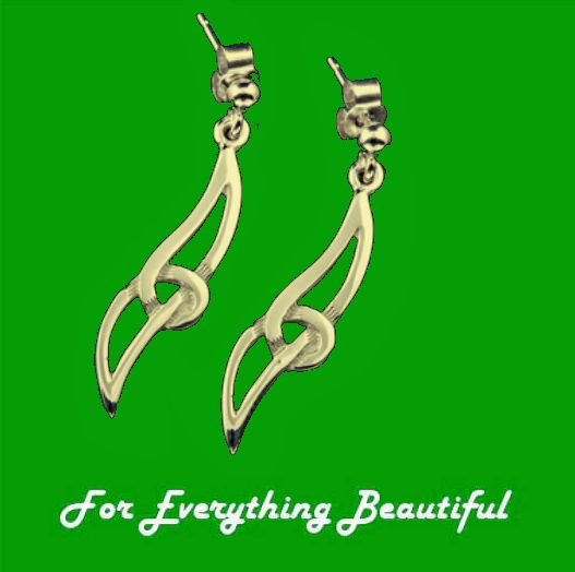 Image 0 of Celtic Knotwork Twist Design 9K Yellow Gold Drop Earrings