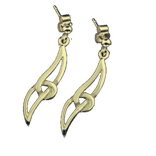 Image 1 of Celtic Knotwork Twist Design 9K Yellow Gold Drop Earrings