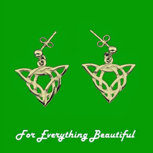 Image 0 of Celtic Knotwork Triangular Motif 9K Yellow Gold Drop Earrings