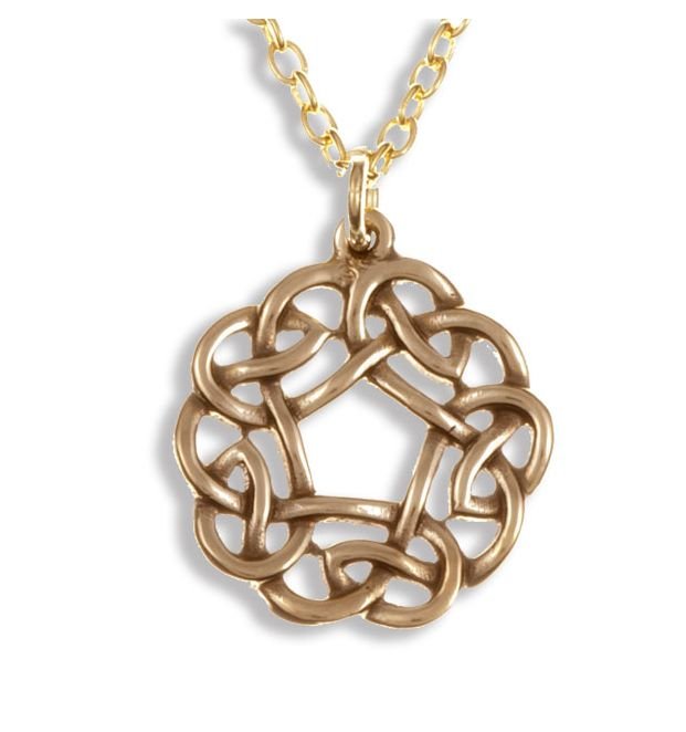 Image 1 of Celtic Pentagon Open Knotwork Circular Bronze Pendant