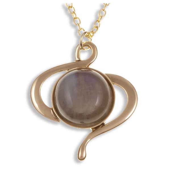 Image 1 of Ayurvedic Moonstone Astrological Birthstone Celtic Swirl Bronze Pendant