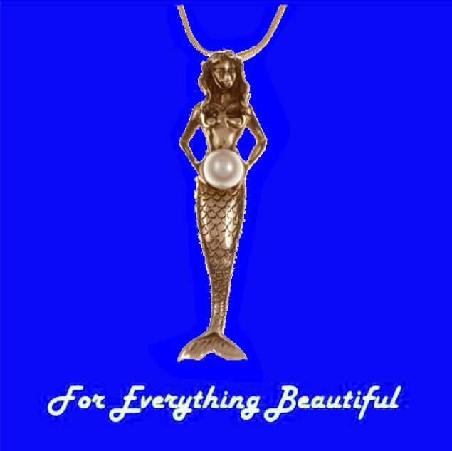Image 0 of Mermaid Aquatic Figure Freshwater Cultured Pearl Bronze Pendant