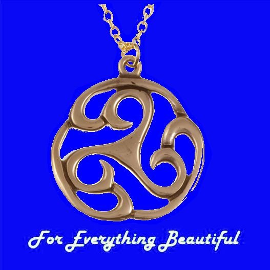 Image 0 of Apahida Celtic Triscele Swirl Knotwork Highly Polished Bronze Pendant