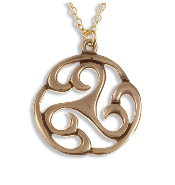 Image 1 of Apahida Celtic Triscele Swirl Knotwork Highly Polished Bronze Pendant