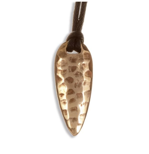 Image 1 of Arrowhead Rough Leather Thong Small Bronze Pendant 