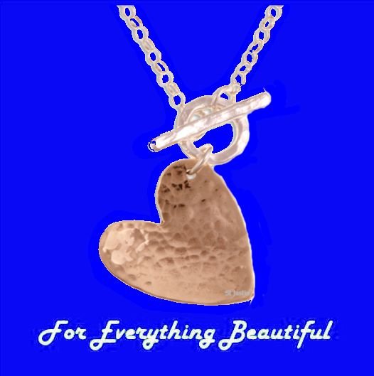 Image 0 of Hammered Heart Textured Belcher Sterling Silver Chain Bronze Pendant