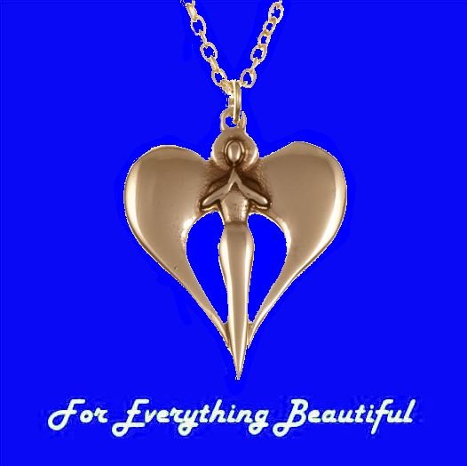 Image 0 of Angel Wings Heart Drop Highly Polished Bronze Pendant