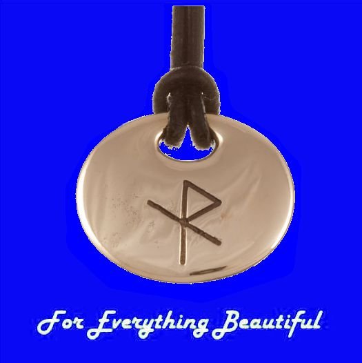 Image 0 of Safe Travel Bind Rune Oval Smooth Wax Cord Thong Bronze Pendant 