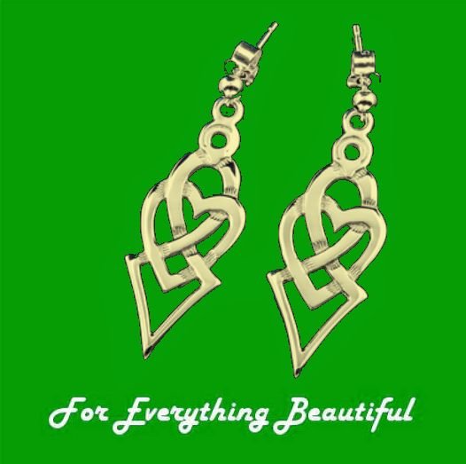 Image 0 of Celtic Heart Entwined Double Design 9K Yellow Gold Earrings
