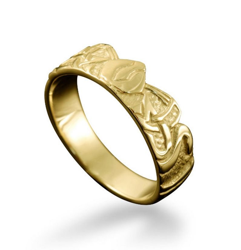 Image 1 of Three Nornes Norse Mythology Ladies 18K Yellow Gold Ring Sizes A-Q