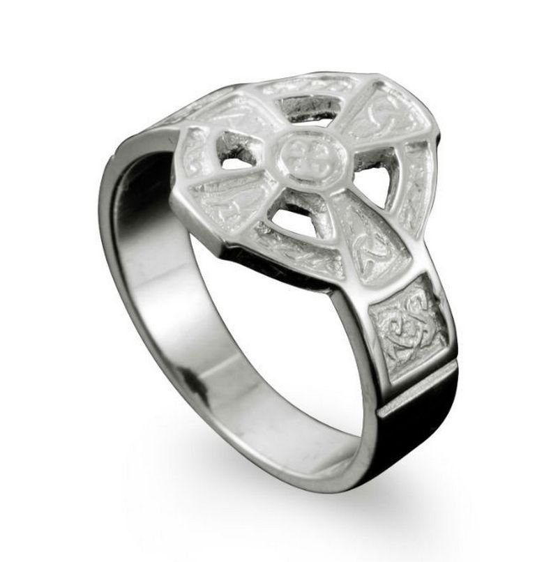 Image 1 of Hildasay Celtic Cross Mens Sterling Silver Ring Sizes R-Z