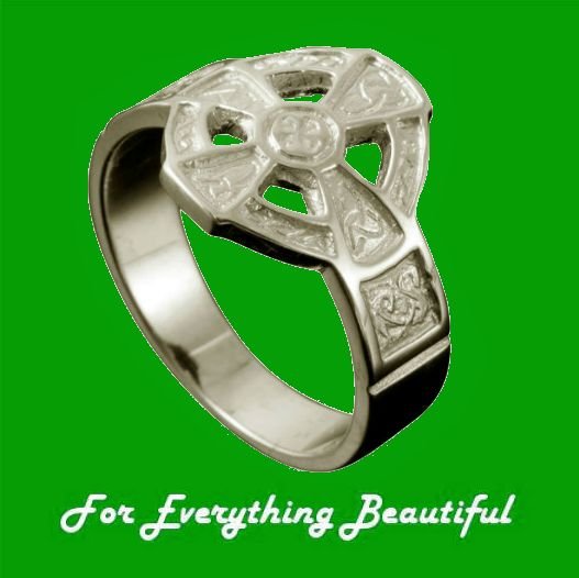 Image 0 of Hildasay Celtic Cross Mens Platinum Ring Sizes R-Z 