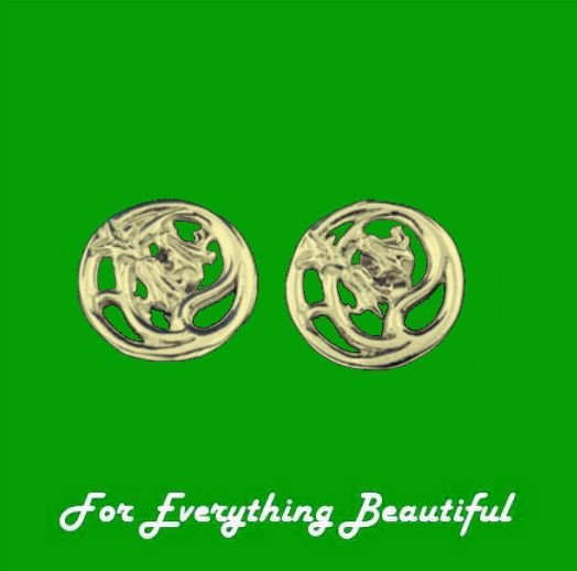 Image 0 of Scottish Bluebells Flowers Round Small 9K Yellow Gold Stud Earrings