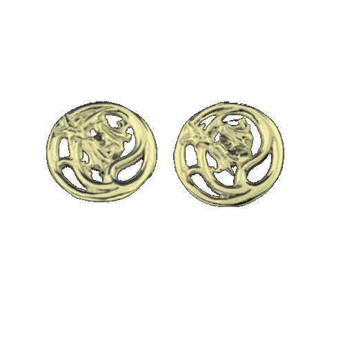 Image 1 of Scottish Bluebells Flowers Round Small 9K Yellow Gold Stud Earrings
