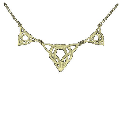 Image 1 of Celtic Treble Weave Triangular Knotwork 9K Yellow Gold Necklace